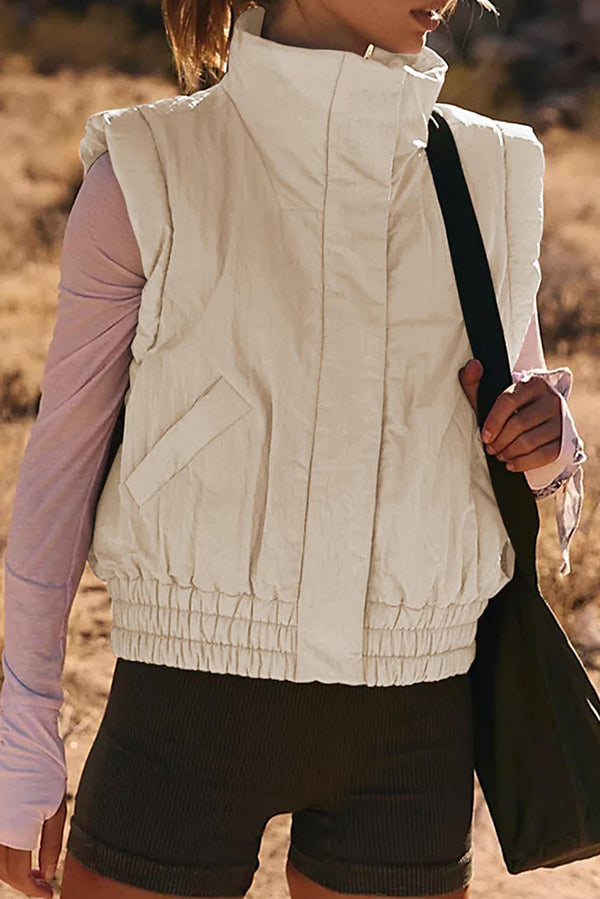 | ståkrage Knapp Sleeveless Lös Ficka Box Jacka