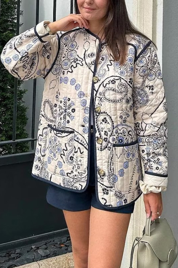| casual quiltad Bomull Jacka