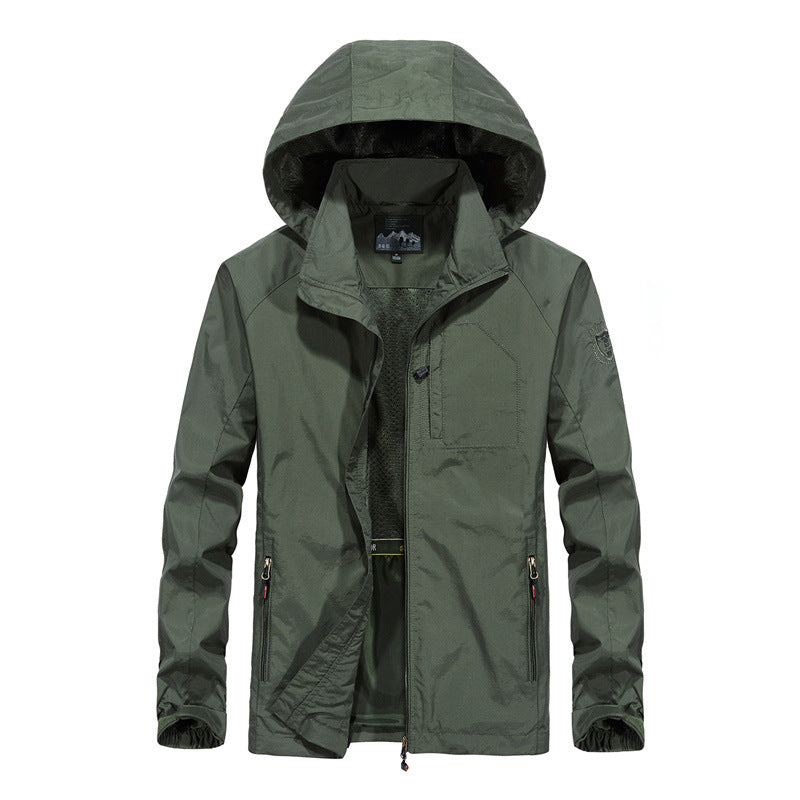 Herr Ultralight Vind och Vatten Avvisande utomhusjacka med Stowable Huva och ventilerande meshfoder