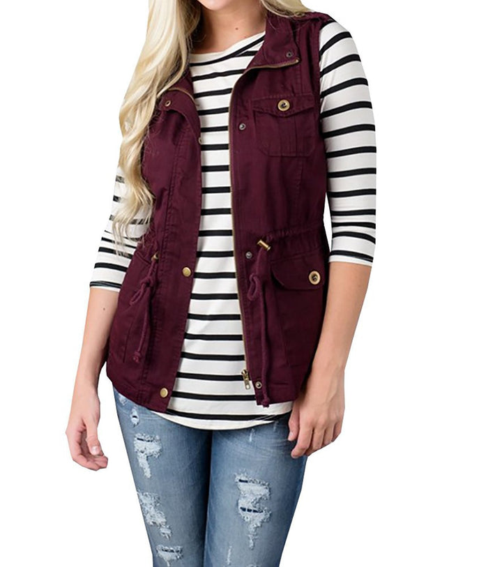 Dam Nan Utility Väst med Dragsko, Huva och Utanpåfickor