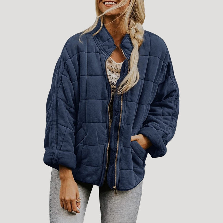 | Dam vadderad oversize dragkedja pufferjacka