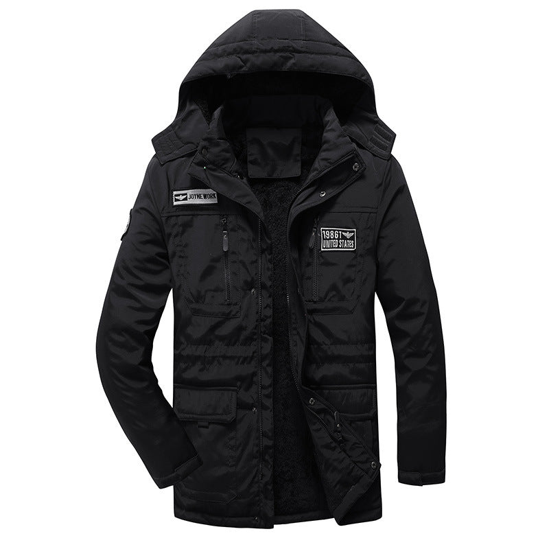 Herr Funktion Parkas med Fleecefoder, Huva, och Multifunktionell Fickor