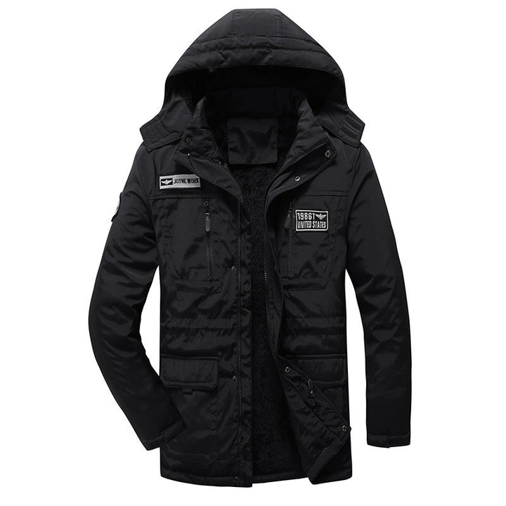 Herr Funktion Parkas med Fleecefoder, Huva, och Multifunktionell Fickor