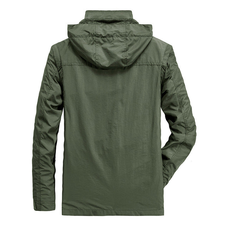 Herr Lätt Fält Parka med Huva, Multifunction Fickor, och Andningsbar Mesh Foder