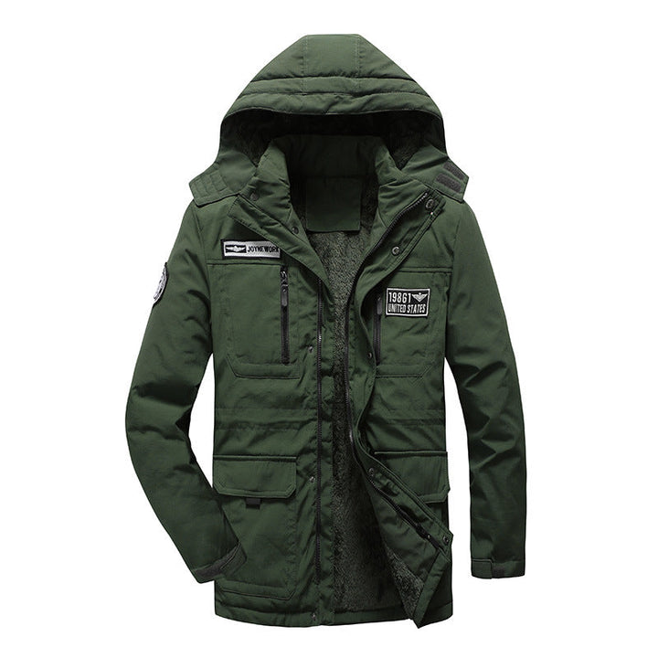 Herr Funktion Parkas med Fleecefoder, Huva, och Multifunktionell Fickor