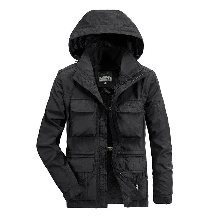 Herr Lätt Fält Parka med Huva, Multifunction Fickor, och Andningsbar Mesh Foder