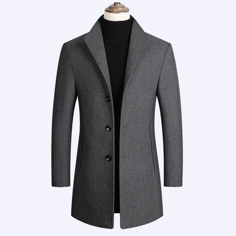 Herr Modern Tailored Ull Blandning Overcoat med Smal Siluett och Three-Button Fram