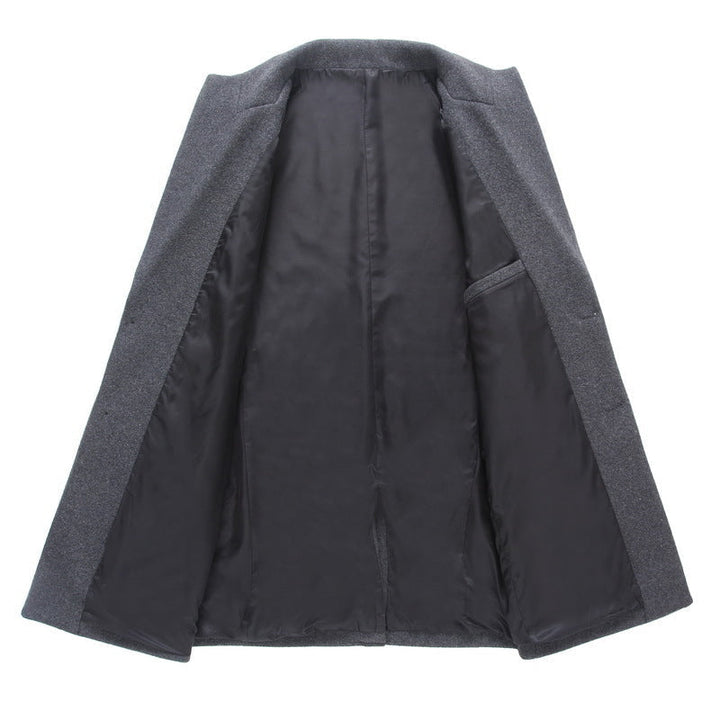 Herr Longline Ull Blandning Overcoat med Smal Lapels och Ljus Termisk Foder