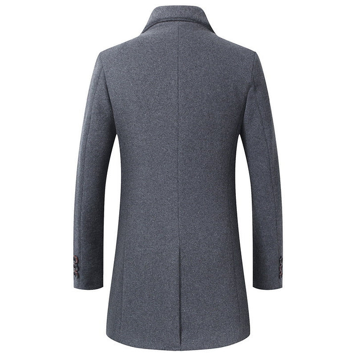 Herr Longline Ull Blandning Overcoat med Smal Lapels och Ljus Termisk Foder