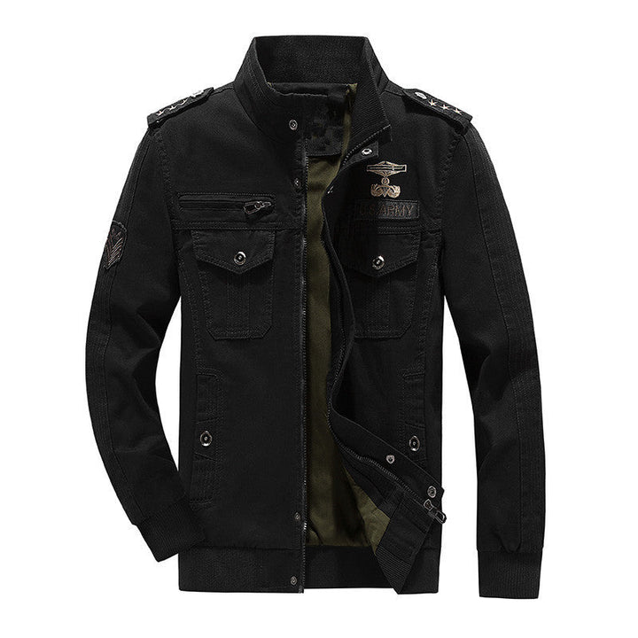 Herr funktion fältjacka tillverkad av canvas med epaulets, bröst fickor med lock, och ribbade muddar