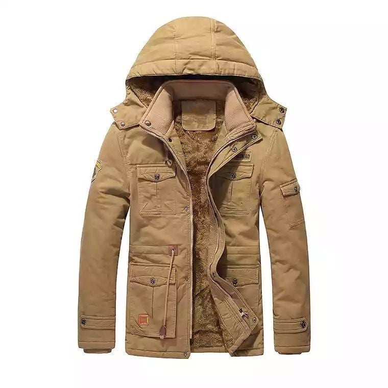 Herr Field parka med teddyfoder, Huva och flera-Purpose Fickor