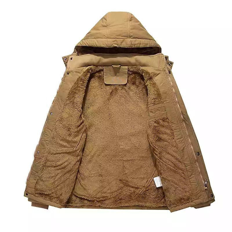 Herr Field parka med teddyfoder, Huva och flera-Purpose Fickor