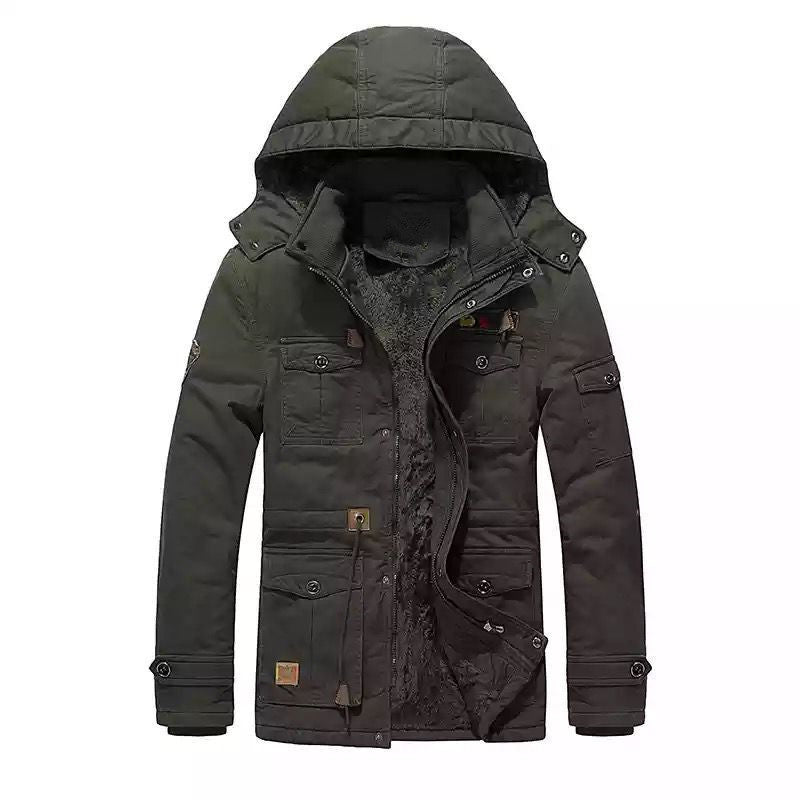 Herr Field parka med teddyfoder, Huva och flera-Purpose Fickor