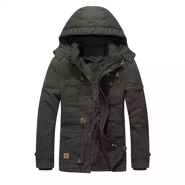 Herr Field parka med teddyfoder, Huva och flera-Purpose Fickor