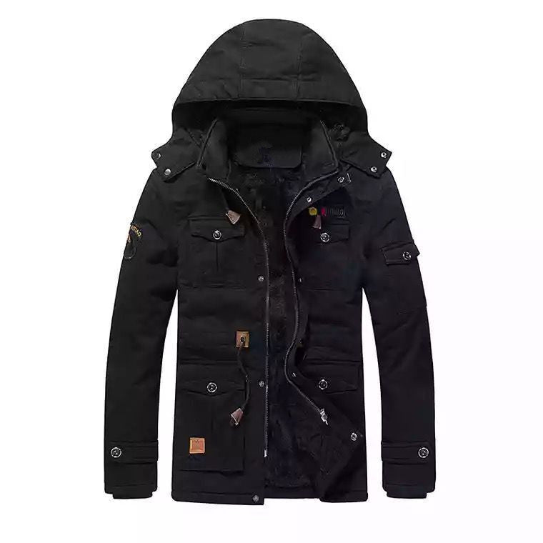 Herr Field parka med teddyfoder, Huva och flera-Purpose Fickor