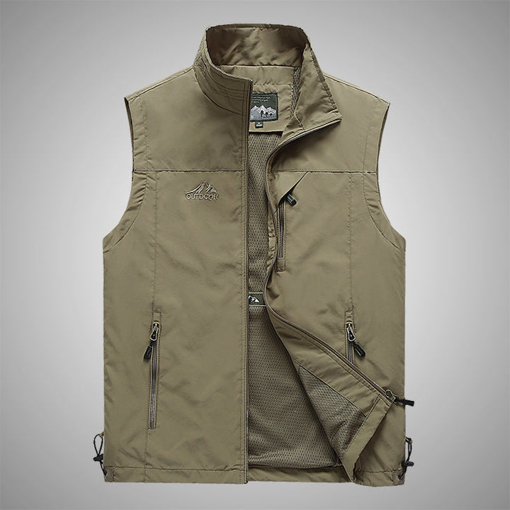 Herr Softshell Utomhus Väst med Andningsbar Mesh Foder, Zippered Fickor, och Stående Krage