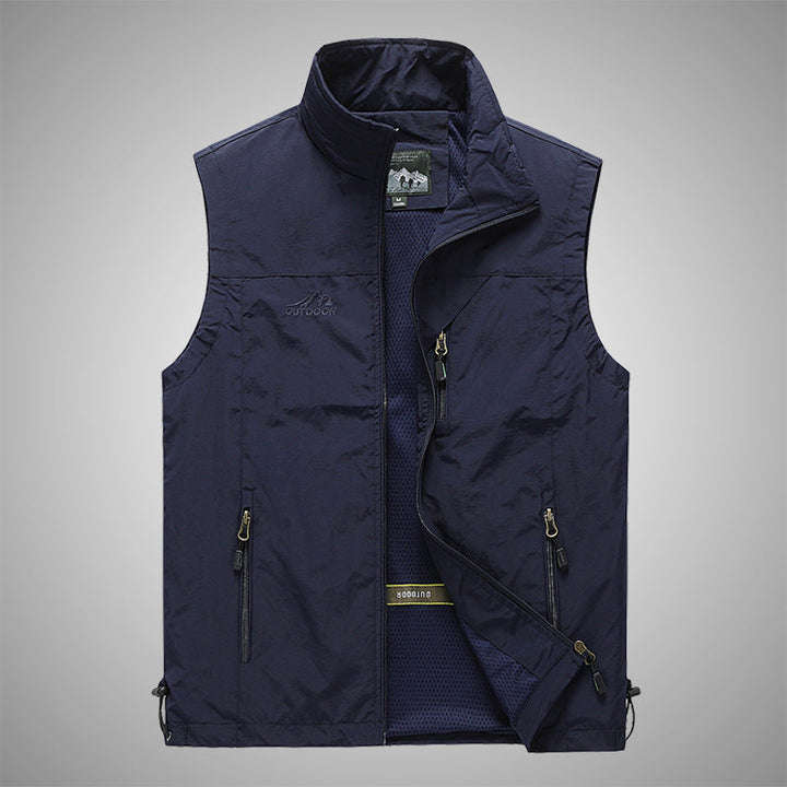 Herr Softshell Utomhus Väst med Andningsbar Mesh Foder, Zippered Fickor, och Stående Krage
