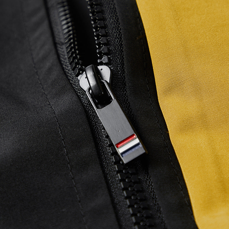 Herr Utility med Huva Shell Jacka med Multiple Fickor och Contrast Fodrad Huva