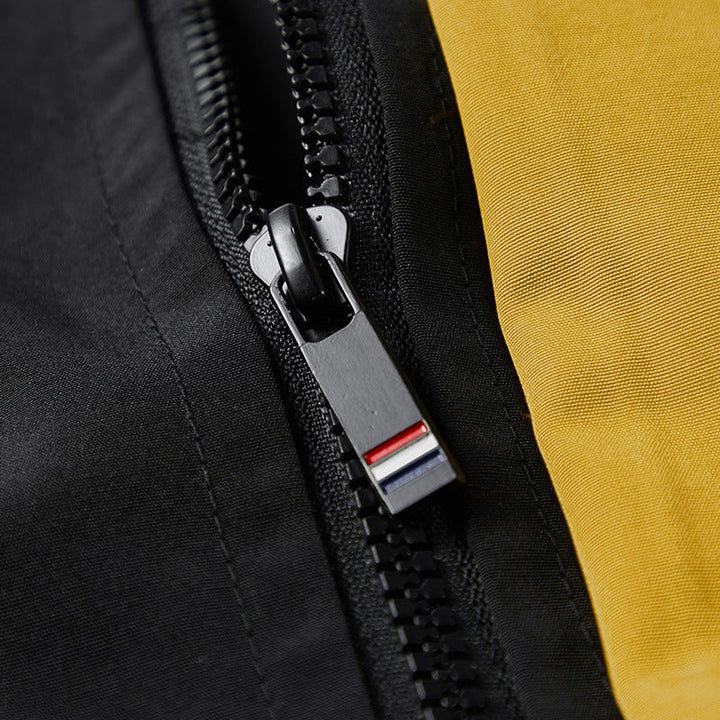 Herr Utility med Huva Shell Jacka med Multiple Fickor och Contrast Fodrad Huva