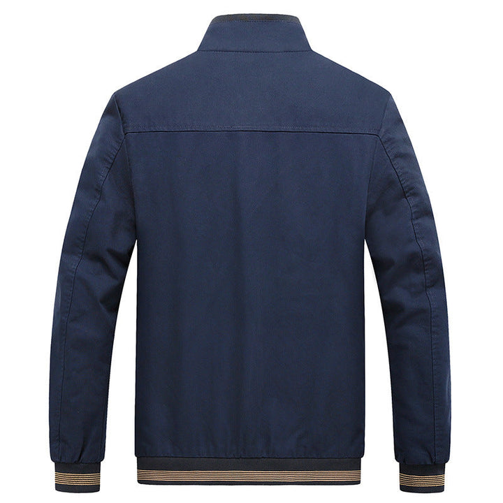 Herr Lätt Harrington Jacka med Ståkrage, Dold Dragkedja, Randig Ribbstickade Muddar &amp; Patterned Foder