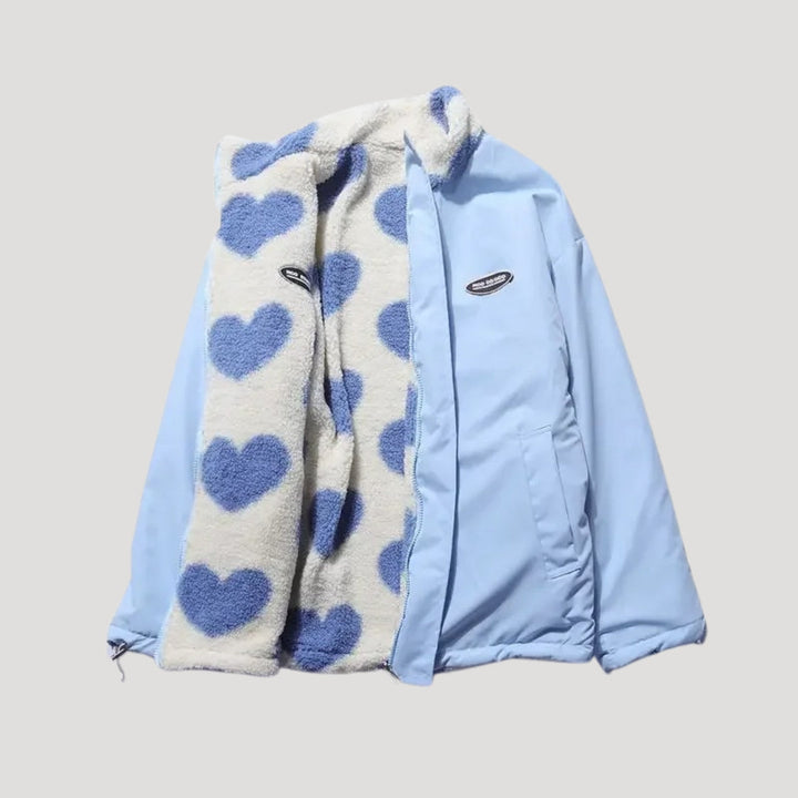 | Dam vändbar fleece jacka med heart motif
