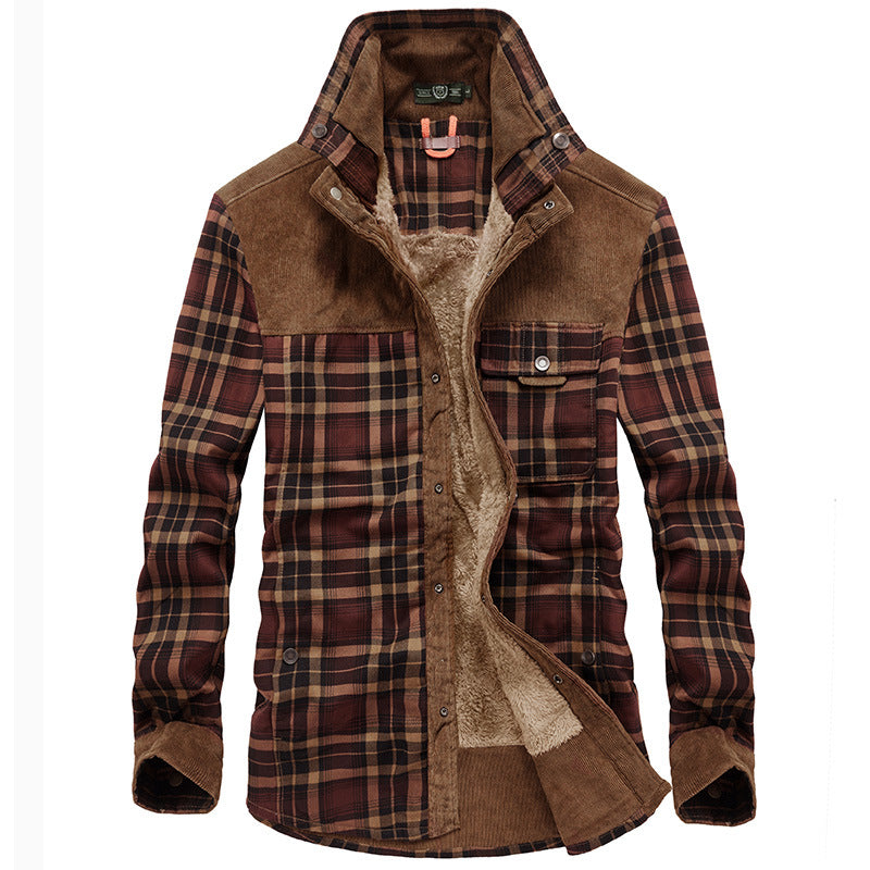 Herr Patterned Flanell Jacka med Fleecefoder