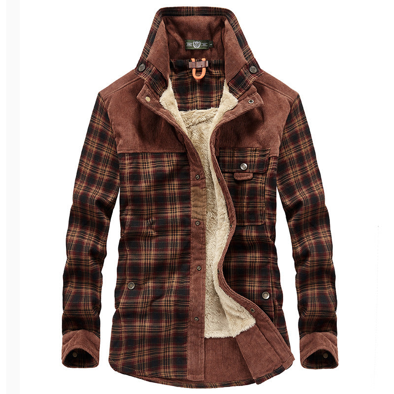 Herr Patterned Flanell Jacka med Fleecefoder