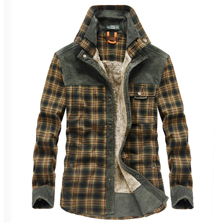 Herr Patterned Flanell Jacka med Fleecefoder