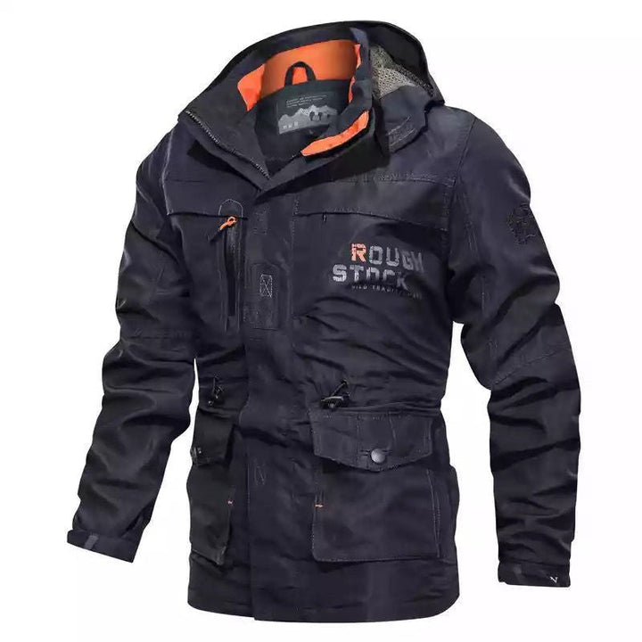 Herr Funktion Field parka med huva, flerafunktionell Fickor och Justerbar Midja Drawstring