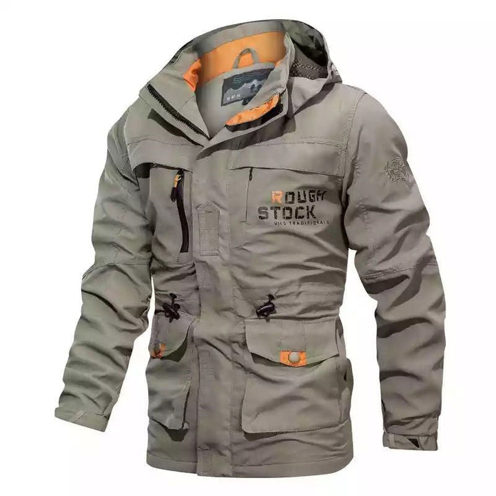 Herr Funktion Field parka med huva, flerafunktionell Fickor och Justerbar Midja Drawstring