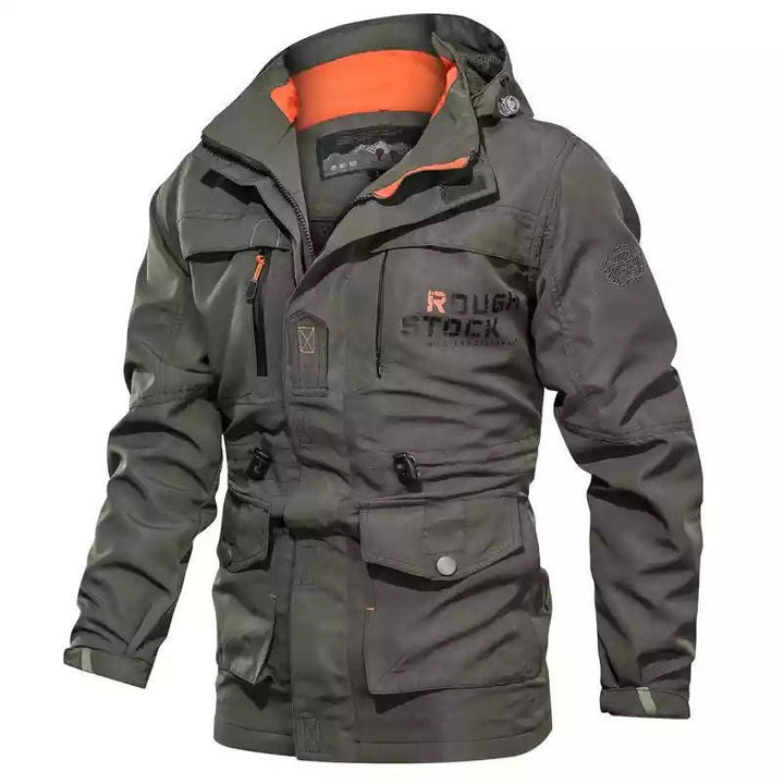 Herr Funktion Field parka med huva, flerafunktionell Fickor och Justerbar Midja Drawstring
