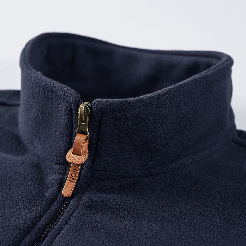 Herr Lätt Fleece Väst med Ståkrage, Dragkedja och Hidden Sidofickor