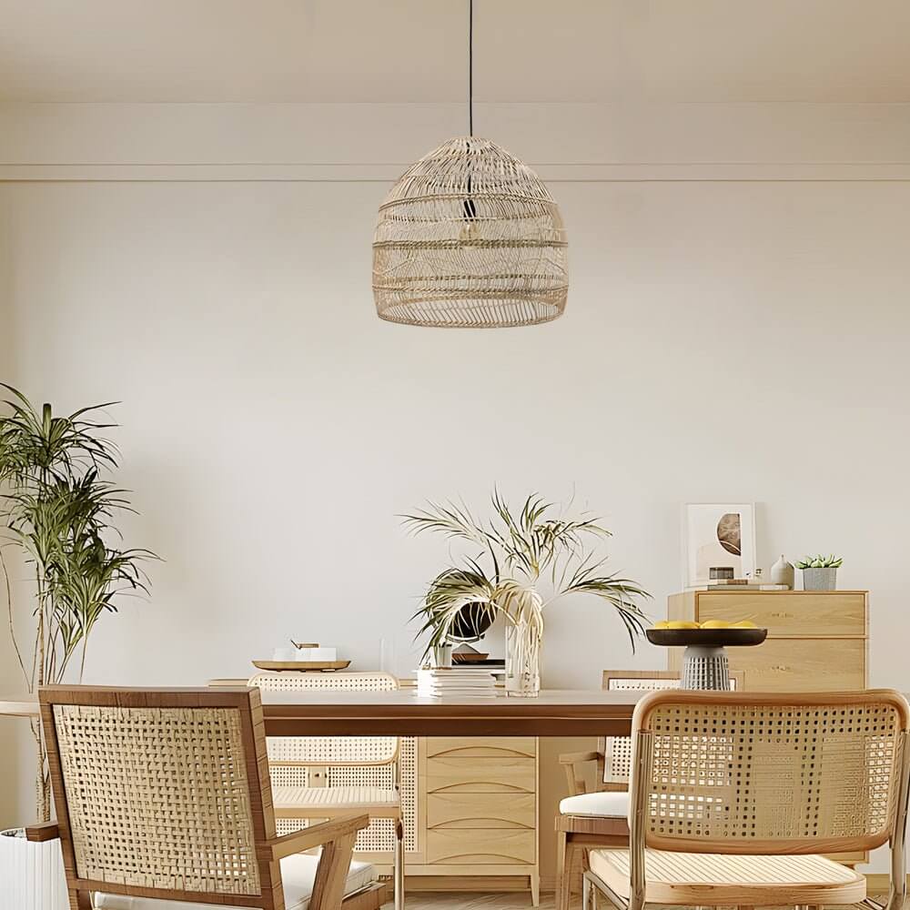 [Open-Box]15.7-/19.7-Inch W Rattan Woven Dome Pendant Light