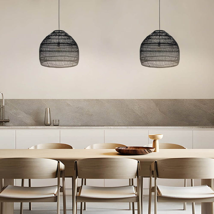 [Open-Box]15.7-/19.7-Inch W Rattan Woven Dome Pendant Light