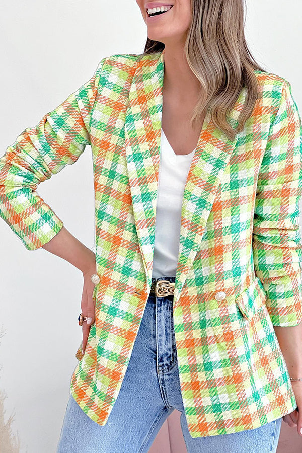 | ärm Fickor Printed Double Knapp casual Jacka
