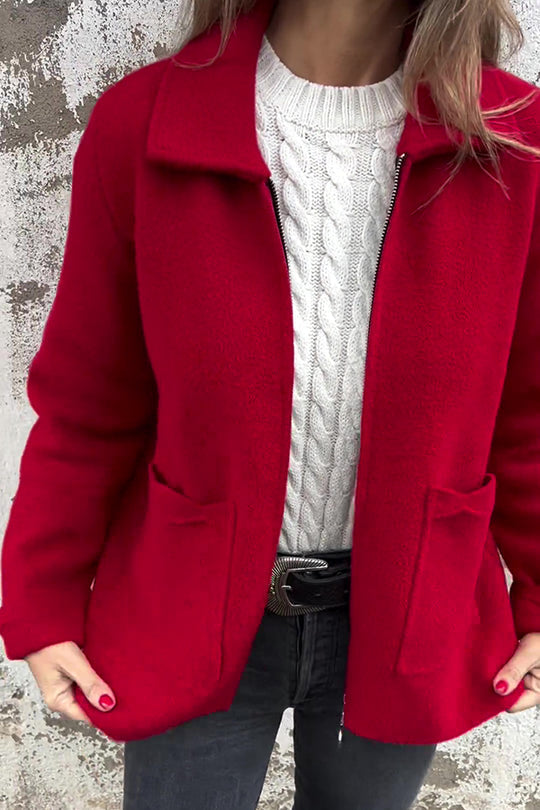 | Färg Revers Dragkedja Ficka casual Jacka