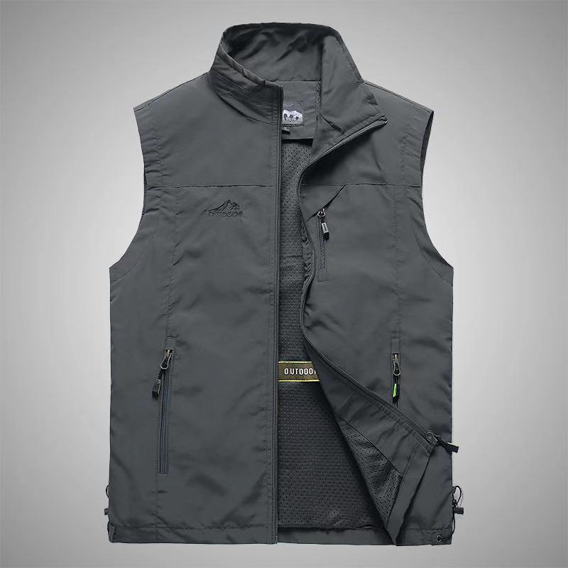Herr Softshell Utomhus Väst med Andningsbar Mesh Foder, Zippered Fickor, och Stående Krage