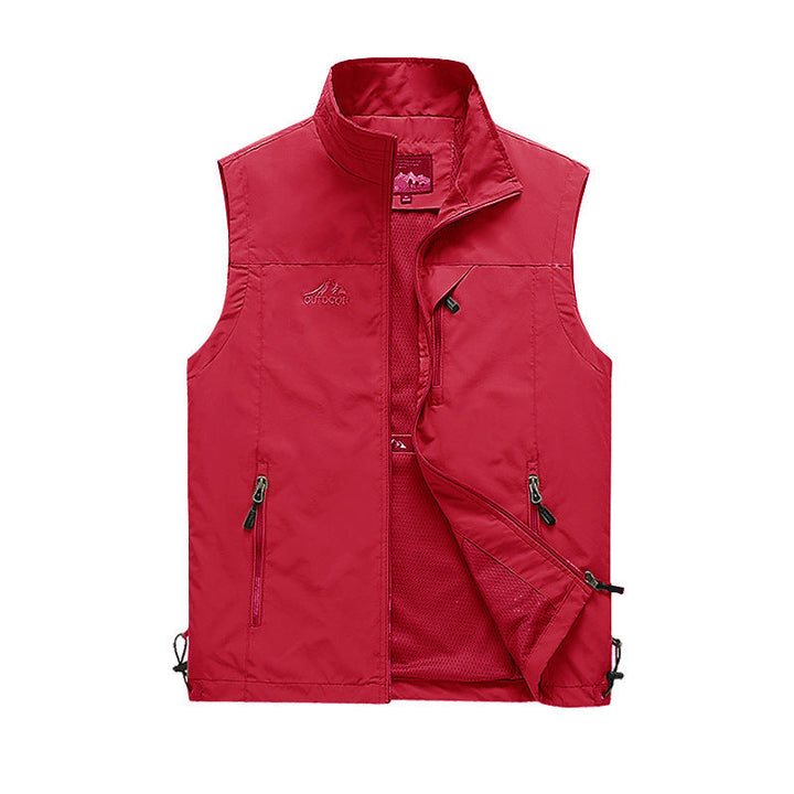 Herr Softshell Utomhus Väst med Andningsbar Mesh Foder, Zippered Fickor, och Stående Krage