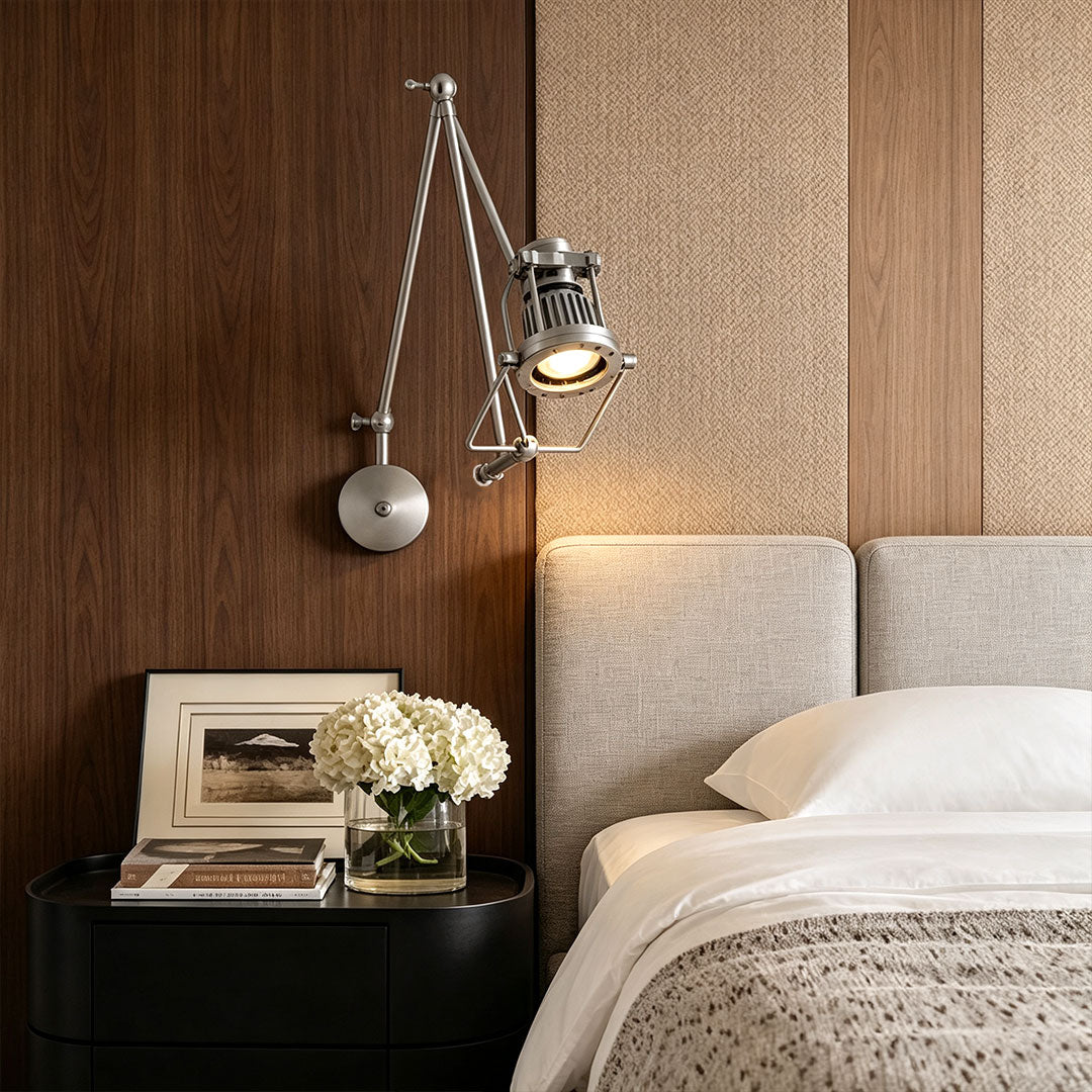 Nickel Swing Arm Sconce Industriell Justerbar LED-lampa