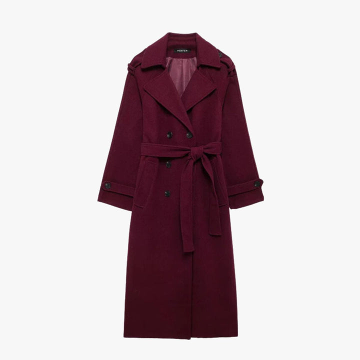 | elegant trenchkappa I Vinröd med Belt