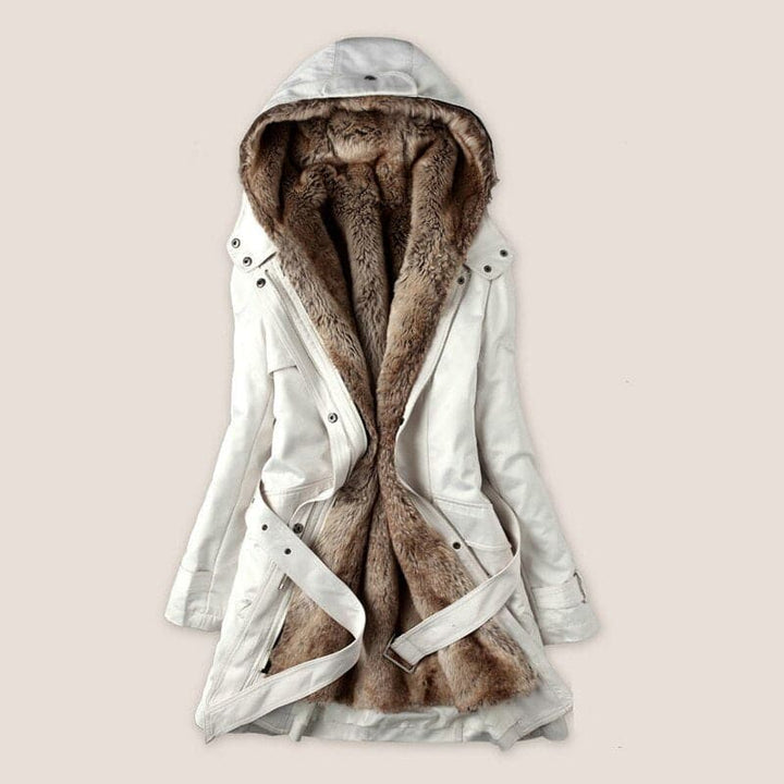 | Fusk Päls Lined parka med huva parka Upp Till Den Middle Av Den Thigh