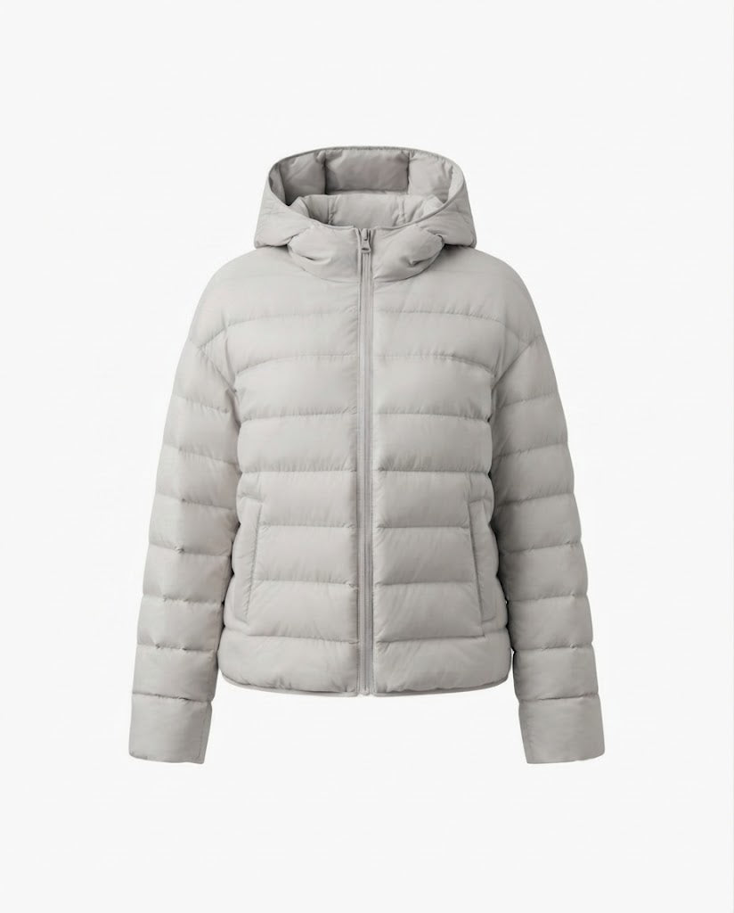 Dam Minimalistisk Kort Thermo Quiltad Jacka med Ergonomisk Huva, Tailored Seam Design och Vindtät Outer Shell