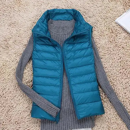 Dam’s lätt Dragkedja Front Puffer väst