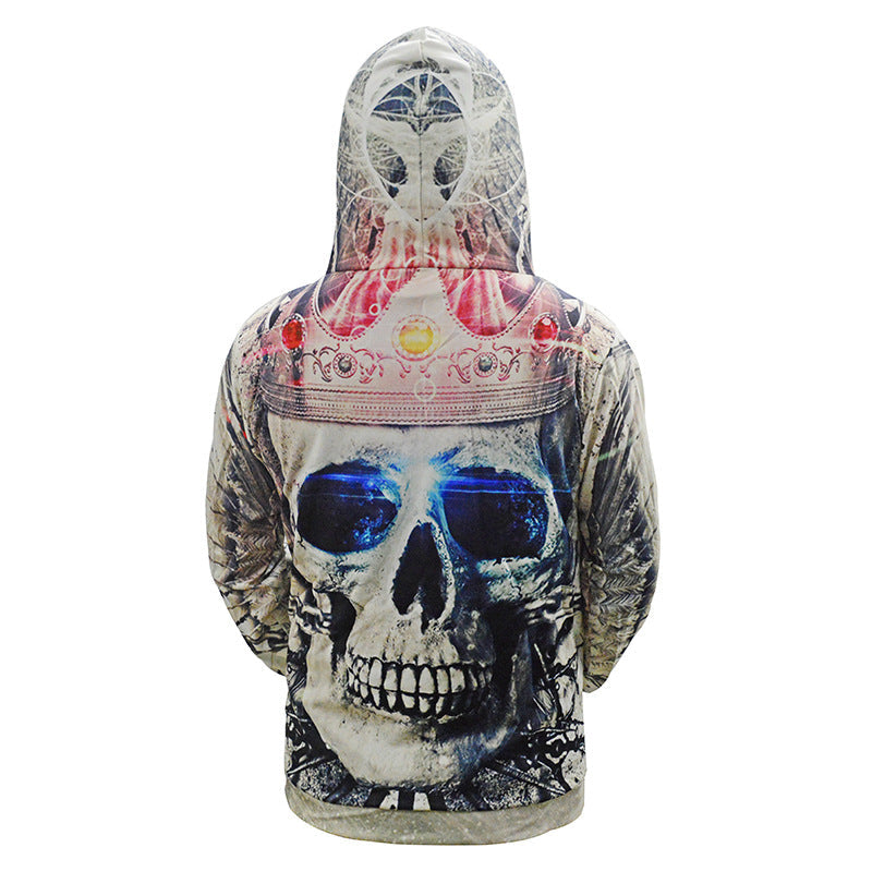 Herr Luvtröja med Allover Skull Tryck &amp; Känguruficka