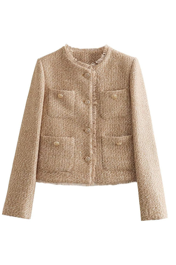 | Jacka med Round Neckline och Knappar