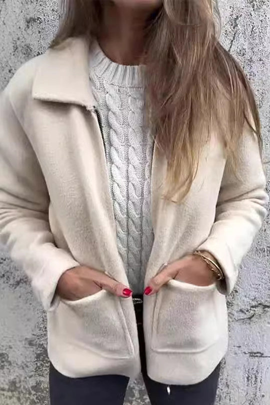 | Färg Revers Dragkedja Ficka casual Jacka