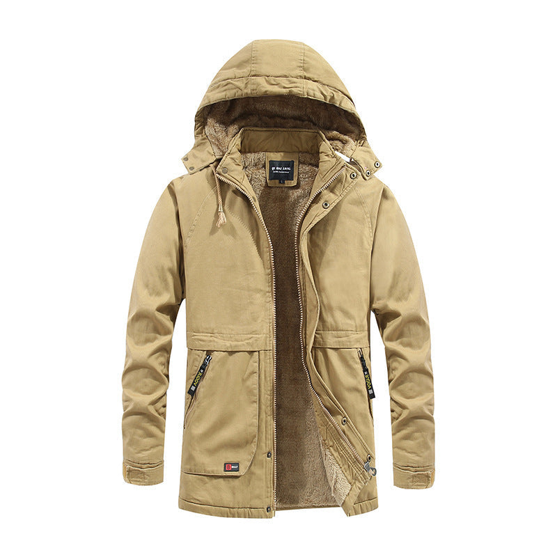 Herr vadderad parka med huva och mjuk teddyfoder