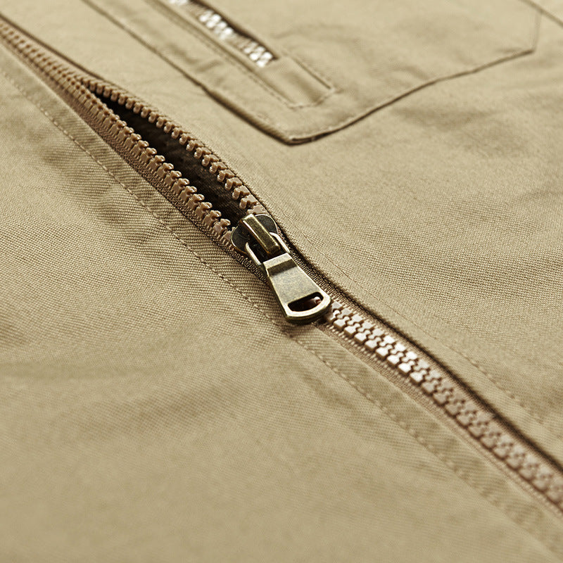 Herr Sleeveless Lätt Canvas Utility Väst med Andningsbar Mesh Foder, Wind-Resistant Fram, och Flera Zippered Fickor