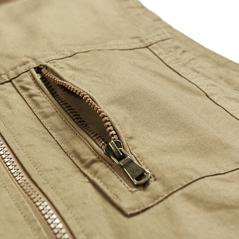 Herr Sleeveless Lätt Canvas Utility Väst med Andningsbar Mesh Foder, Wind-Resistant Fram, och Flera Zippered Fickor