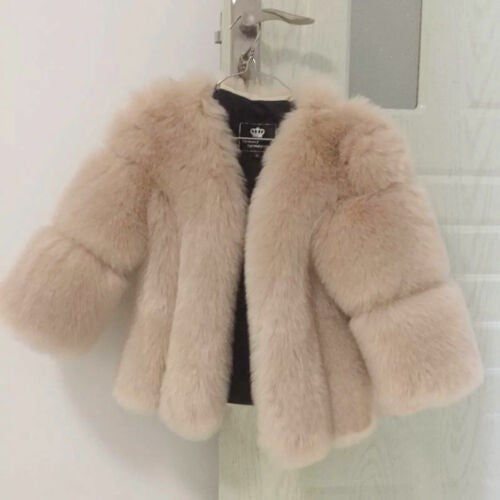 Dam Fluffy Konstpäls Kappa med Bred Skärning Ärmar